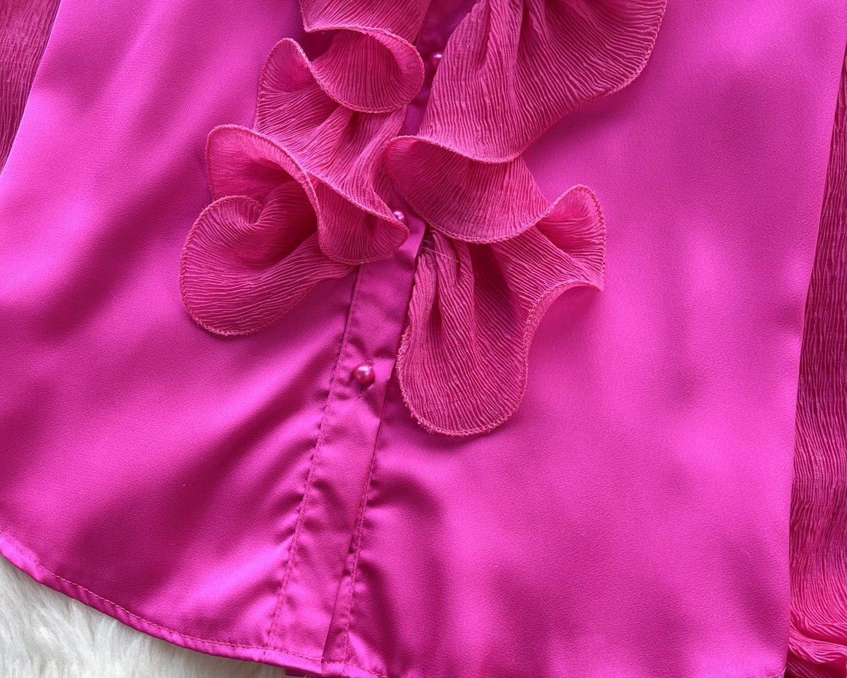 Fransız Tarzı Fırfırlı Şifon Gömlek