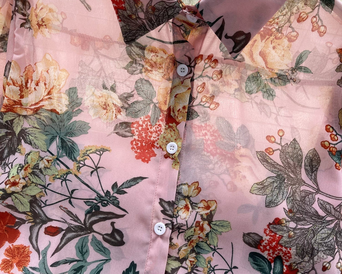 Vintage Çiçek Desenli Bol Gömlek