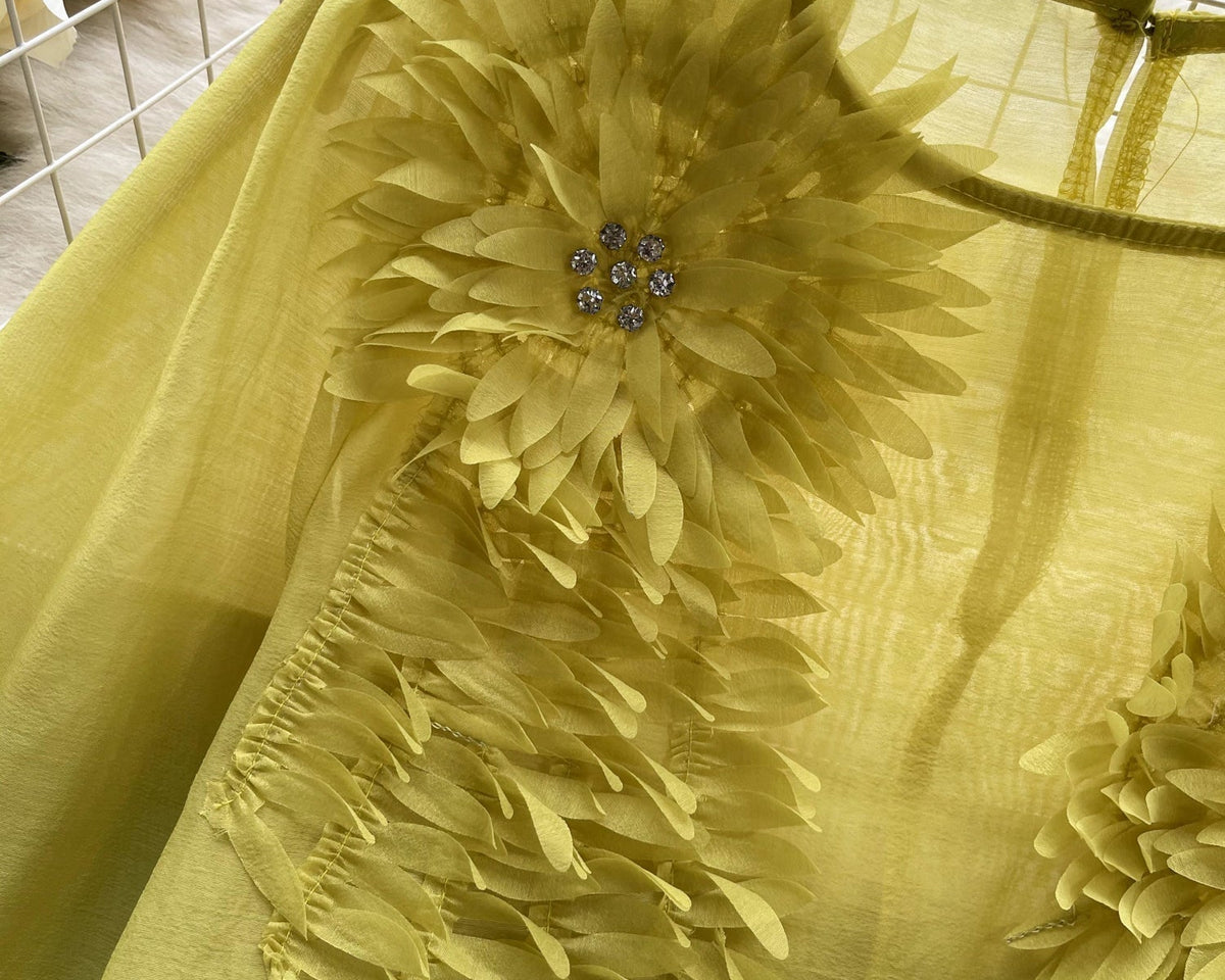 3D Çiçekli Kabartmalı Kol Gömlek