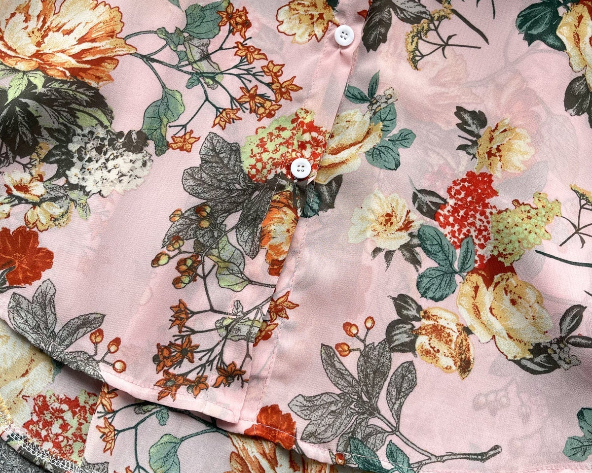 Vintage Çiçek Desenli Bol Gömlek