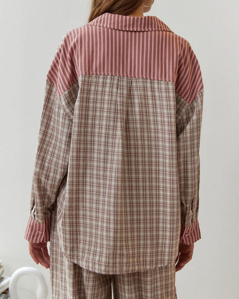 Clara | Bol pembe şerit pijama seti