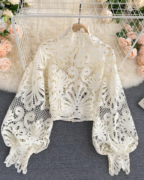 Dantel Boşluklu Sonbahar Her Şeye Uygun Bluz