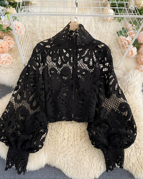 Dantel Boşluklu Sonbahar Her Şeye Uygun Bluz