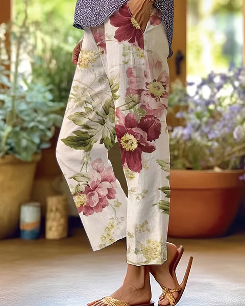 Çiçek Desenli Yaz Pantolonu