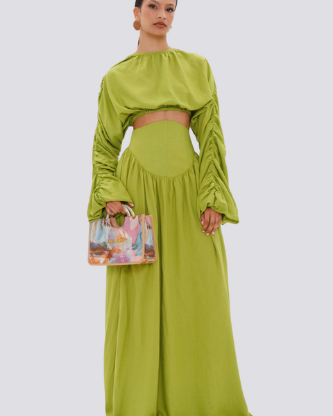 Adalicia Uzun Kollu Volan Etek Seti