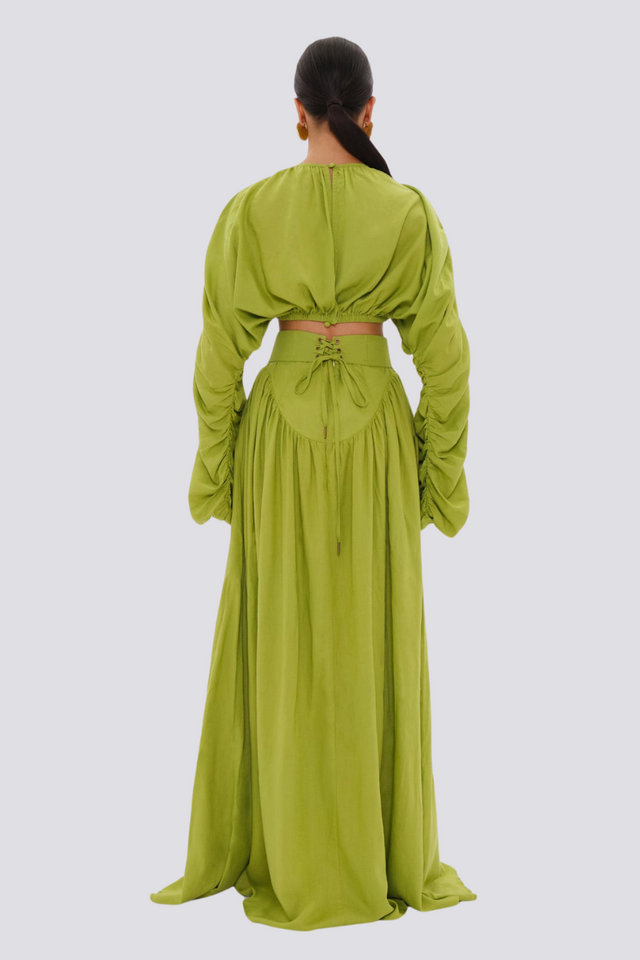 Adalicia Uzun Kollu Volan Etek Seti