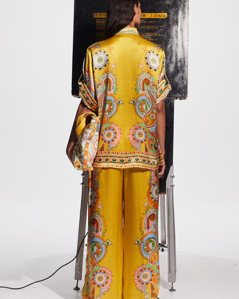 Adrienne Kısa Kol Pantolon Seti ile Paisley Deseni