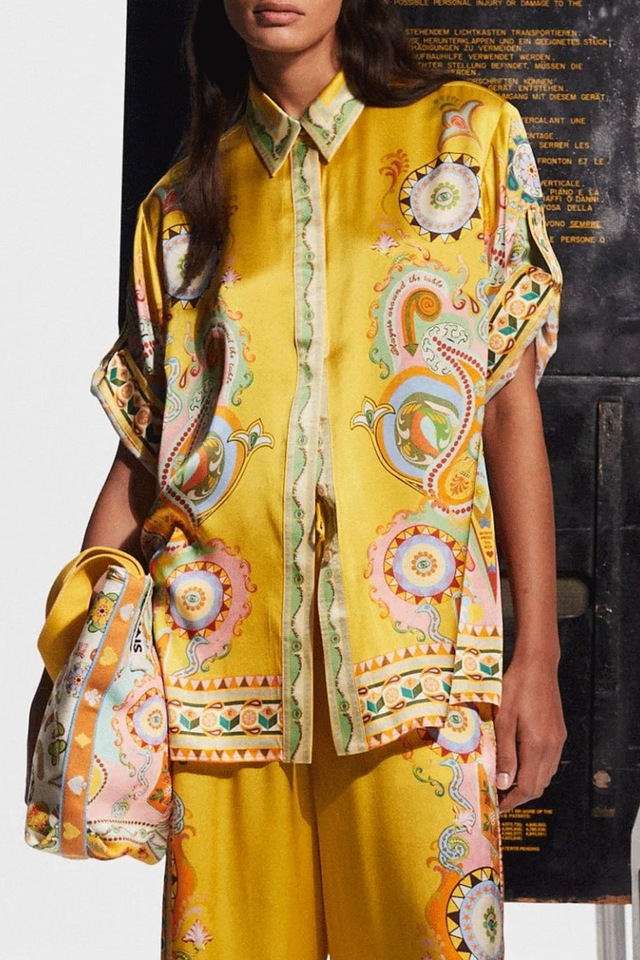 Adrienne Kısa Kol Pantolon Seti ile Paisley Deseni