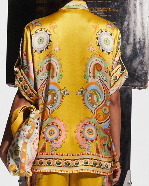 Adrienne Kısa Kol Pantolon Seti ile Paisley Deseni