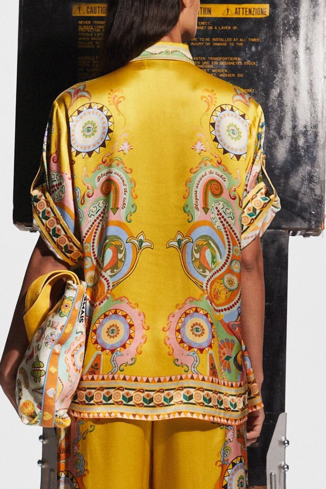 Adrienne Kısa Kol Pantolon Seti ile Paisley Deseni