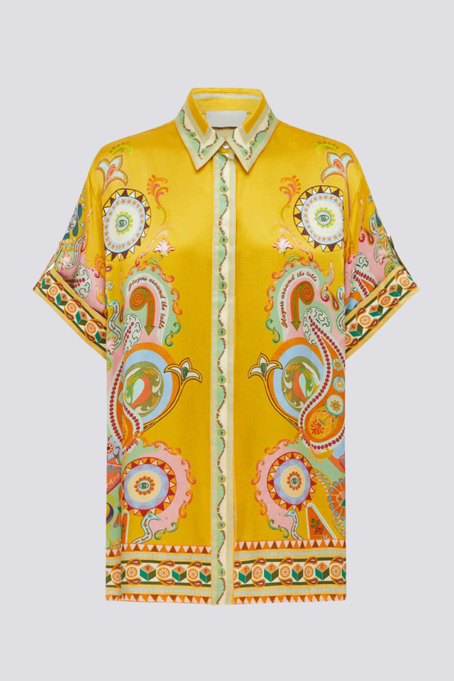 Adrienne Kısa Kol Pantolon Seti ile Paisley Deseni