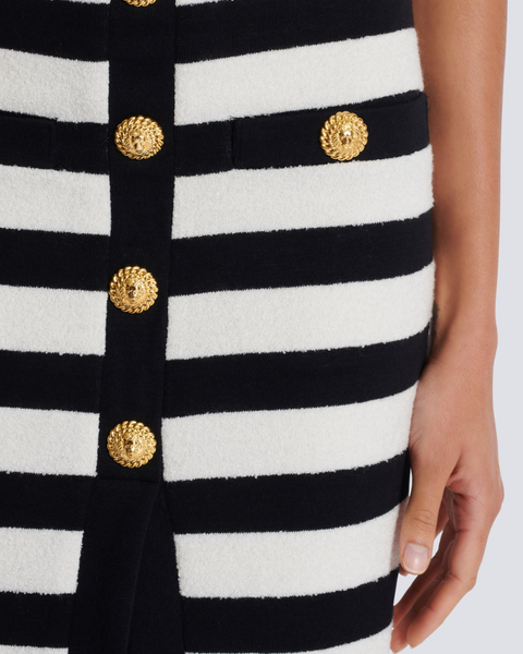 Alizey Askılı, Çizgili, Düğmeli Etek Takımı ile Yırtmaç