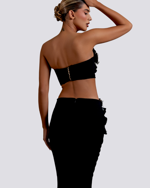 Allese – Askısız Çiçek ve Strass Taşlı Etek Seti