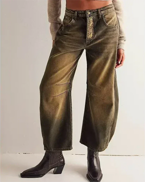 Avyaneya | Kadın Orta Boy Pantolon | Geniş Paça