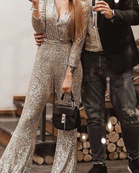 ZAYNA - Işıltılı Şık Tulum