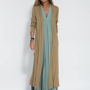  Turkuaz Elbise + Kahverengi Yelek