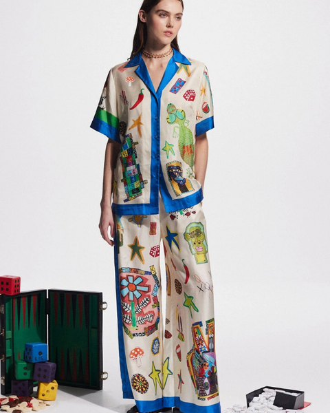 Clarette Patchwork-Şort Seti V Yaka