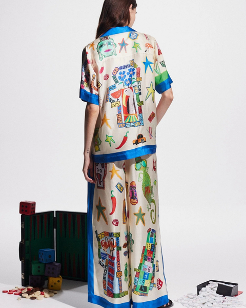 Clarette Patchwork-Şort Seti V Yaka