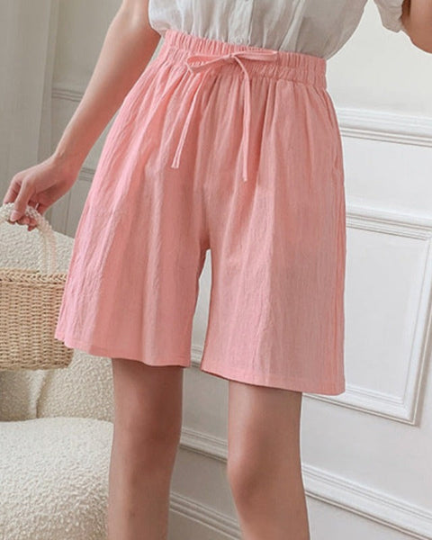 Alessia - Klasik Pamuklu Şortlar Elastik Bel ile