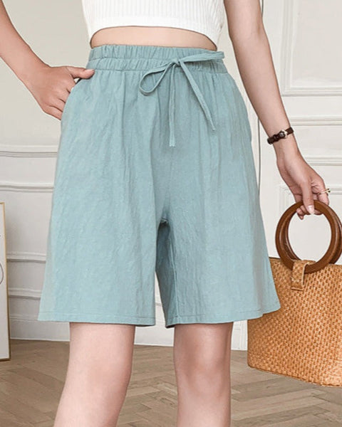 Alessia - Klasik Pamuklu Şortlar Elastik Bel ile