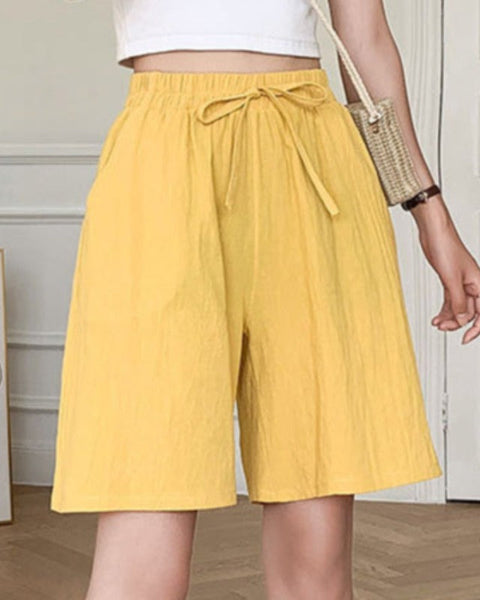 Alessia - Klasik Pamuklu Şortlar Elastik Bel ile