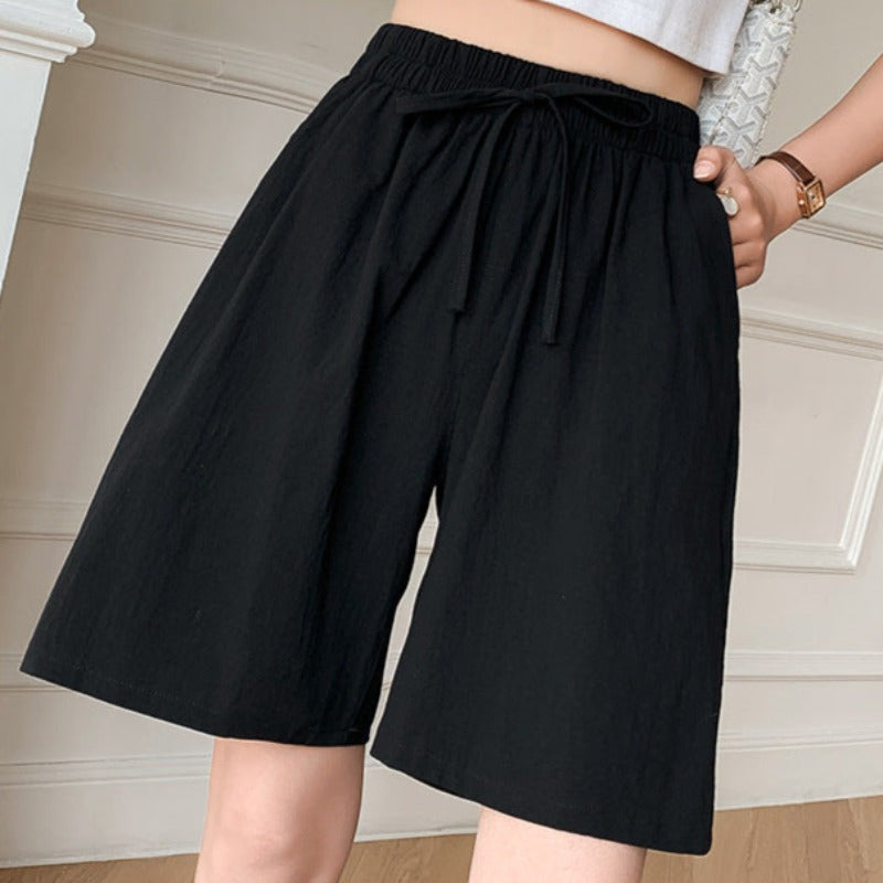 Alessia - Klasik Pamuklu Şortlar Elastik Bel ile