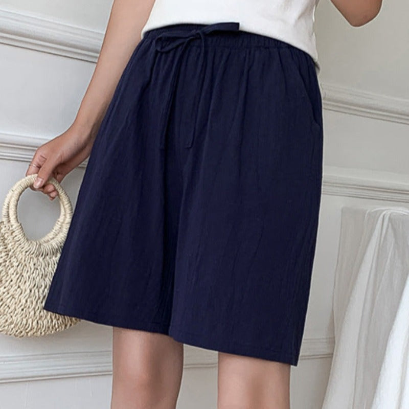 Alessia - Klasik Pamuklu Şortlar Elastik Bel ile