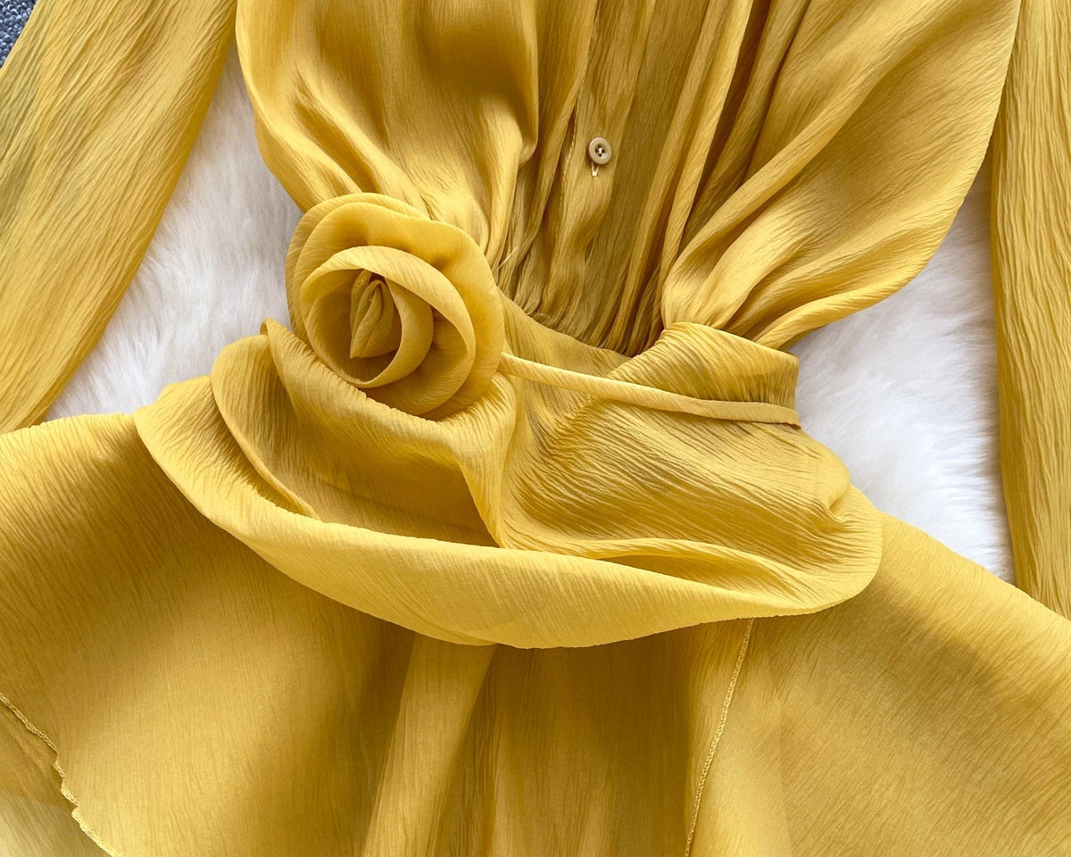 Düzensiz Tasarım Volanlı Şifon Bluz