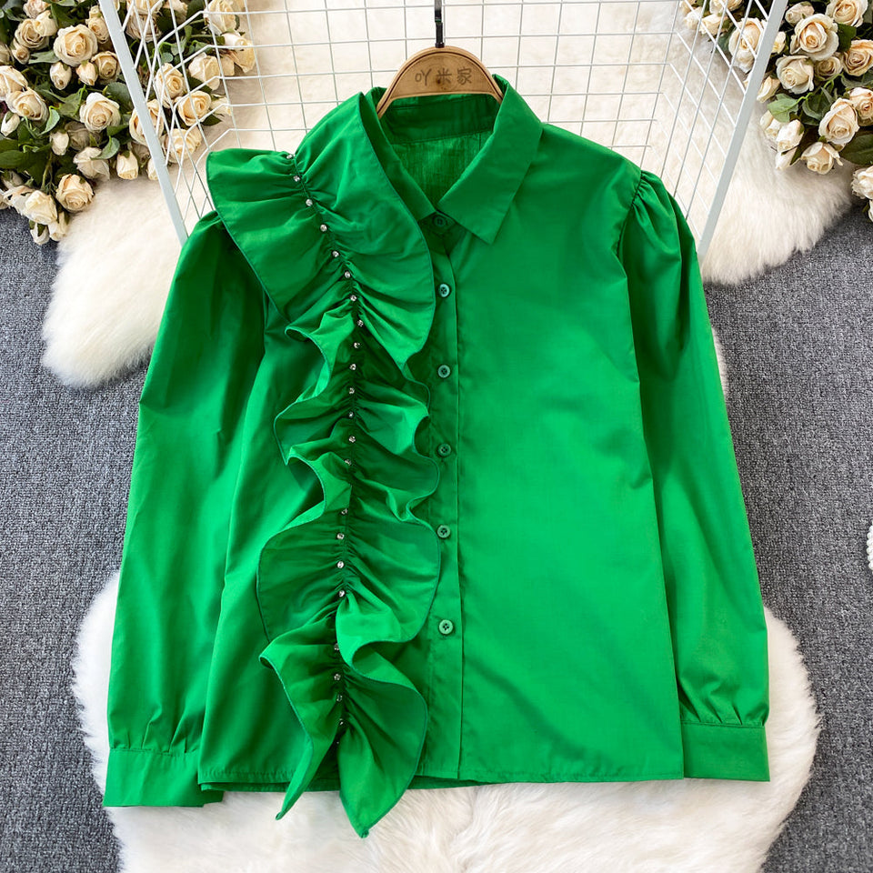 Niş Asimetrik Volanlı Bol Kesim Gömlek