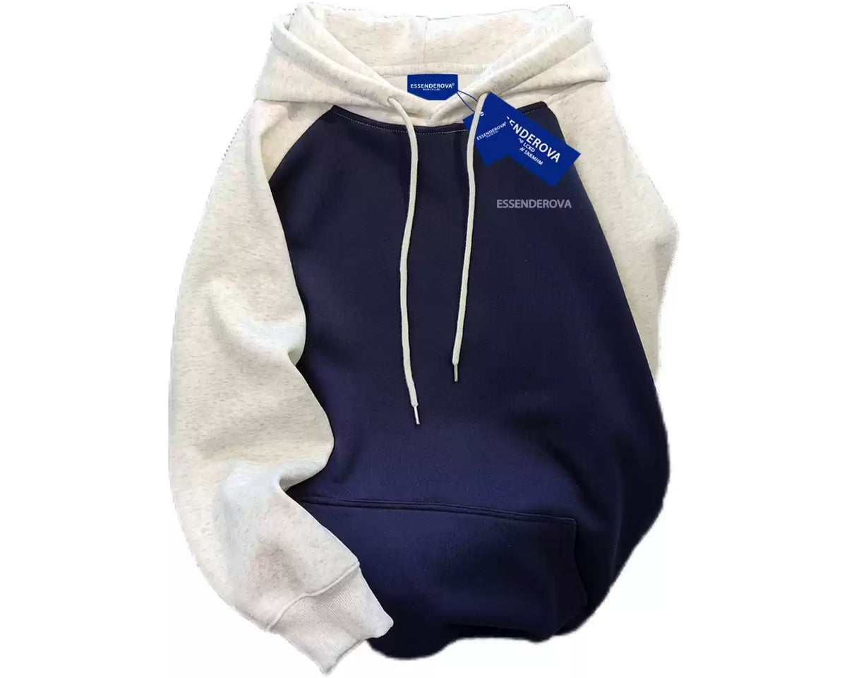 Basit Tasarım Patchwork Polar Kapşonlu Üst