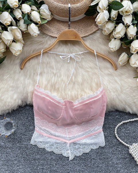 Sweetie Dantel Patchwork Halter Atlet