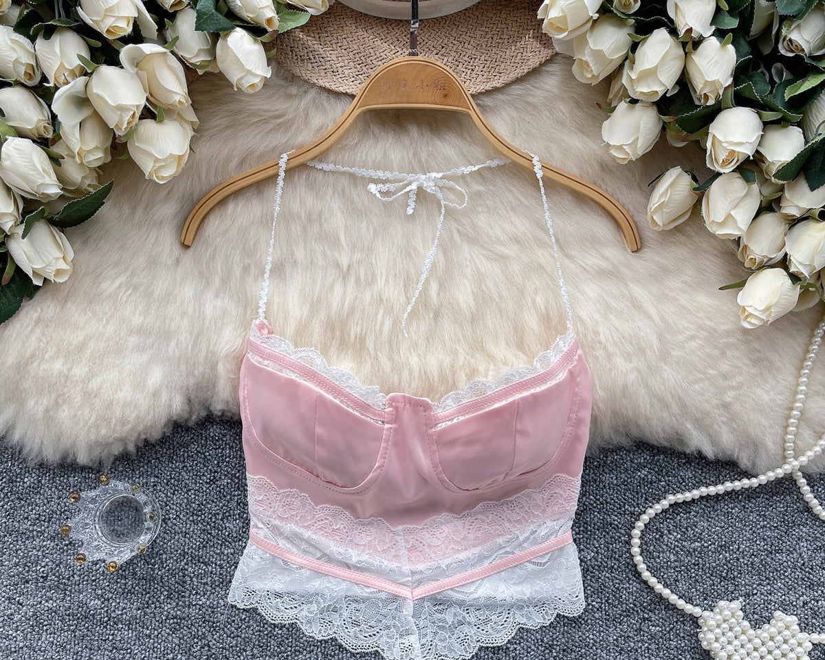 Sweetie Dantel Patchwork Halter Atlet