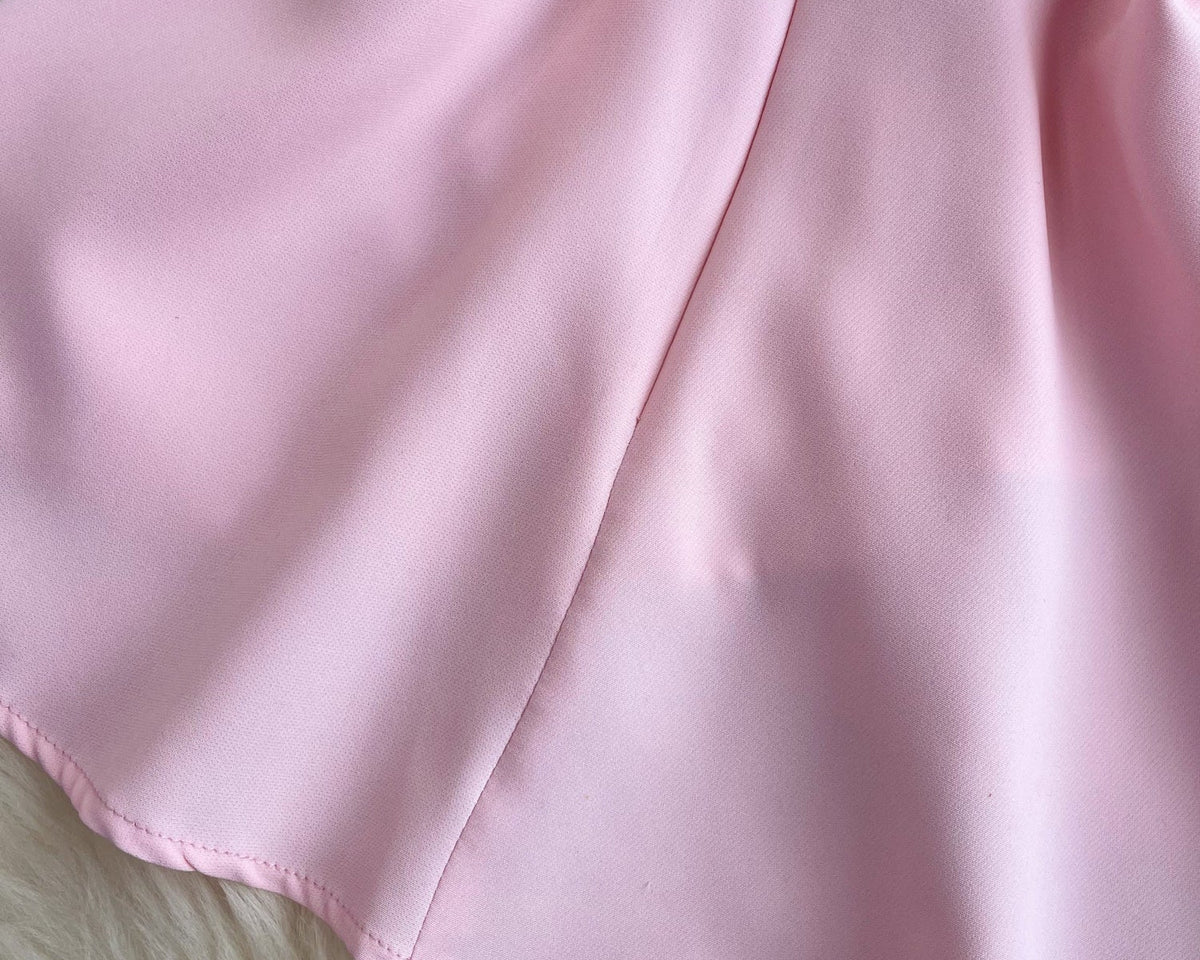 3D Volanlı Düz Renk Sırt Dekolteli Bluz