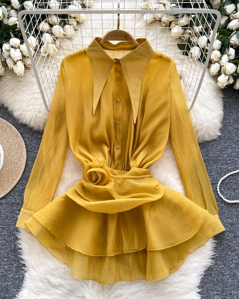 Düzensiz Tasarım Volanlı Şifon Bluz