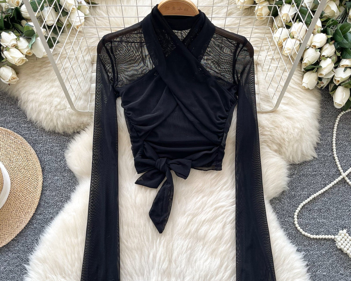 Kemer Detaylı Mesh Kısa Üst