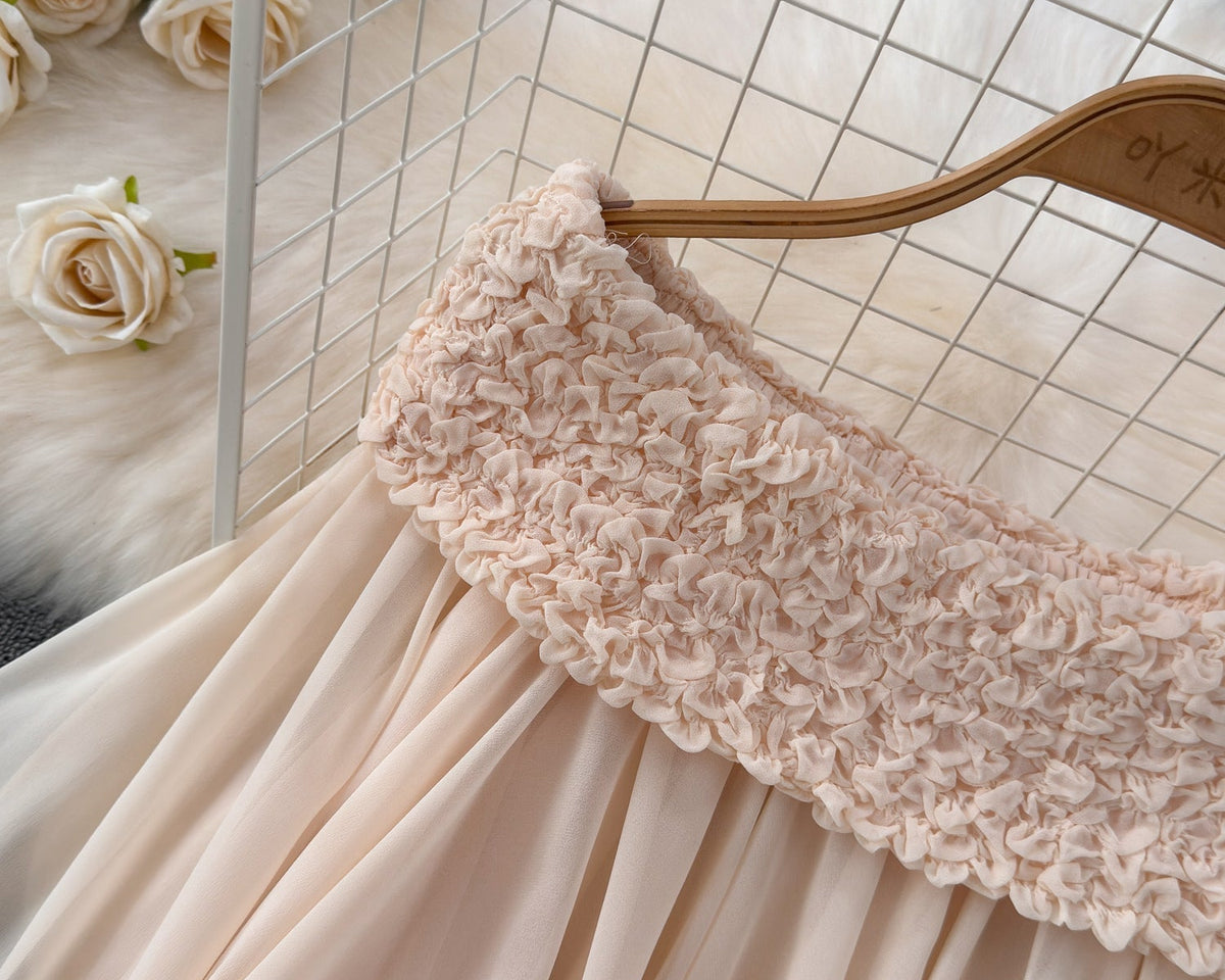 Düzensiz Tasarım Askısız Şifon Bluz