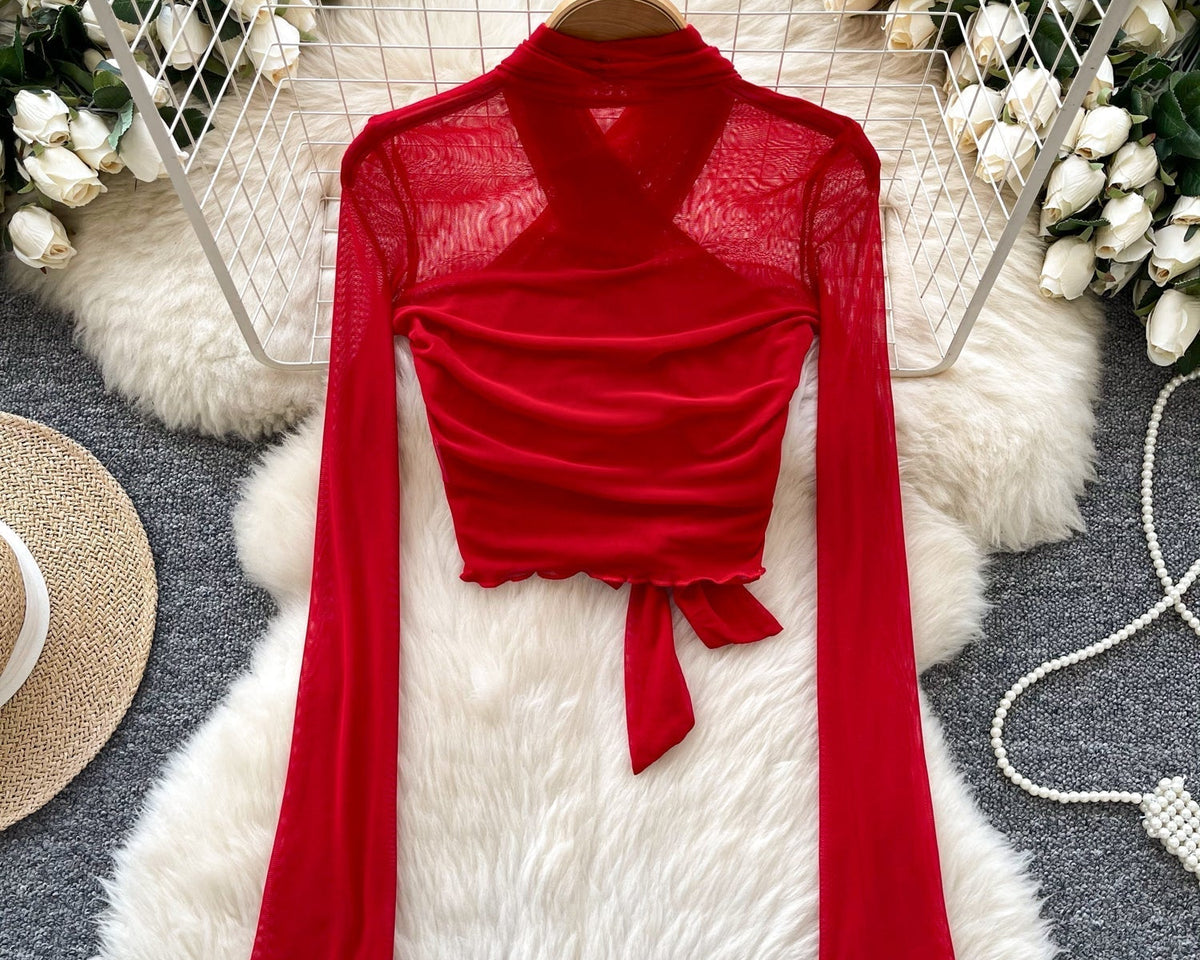 Kemer Detaylı Mesh Kısa Üst