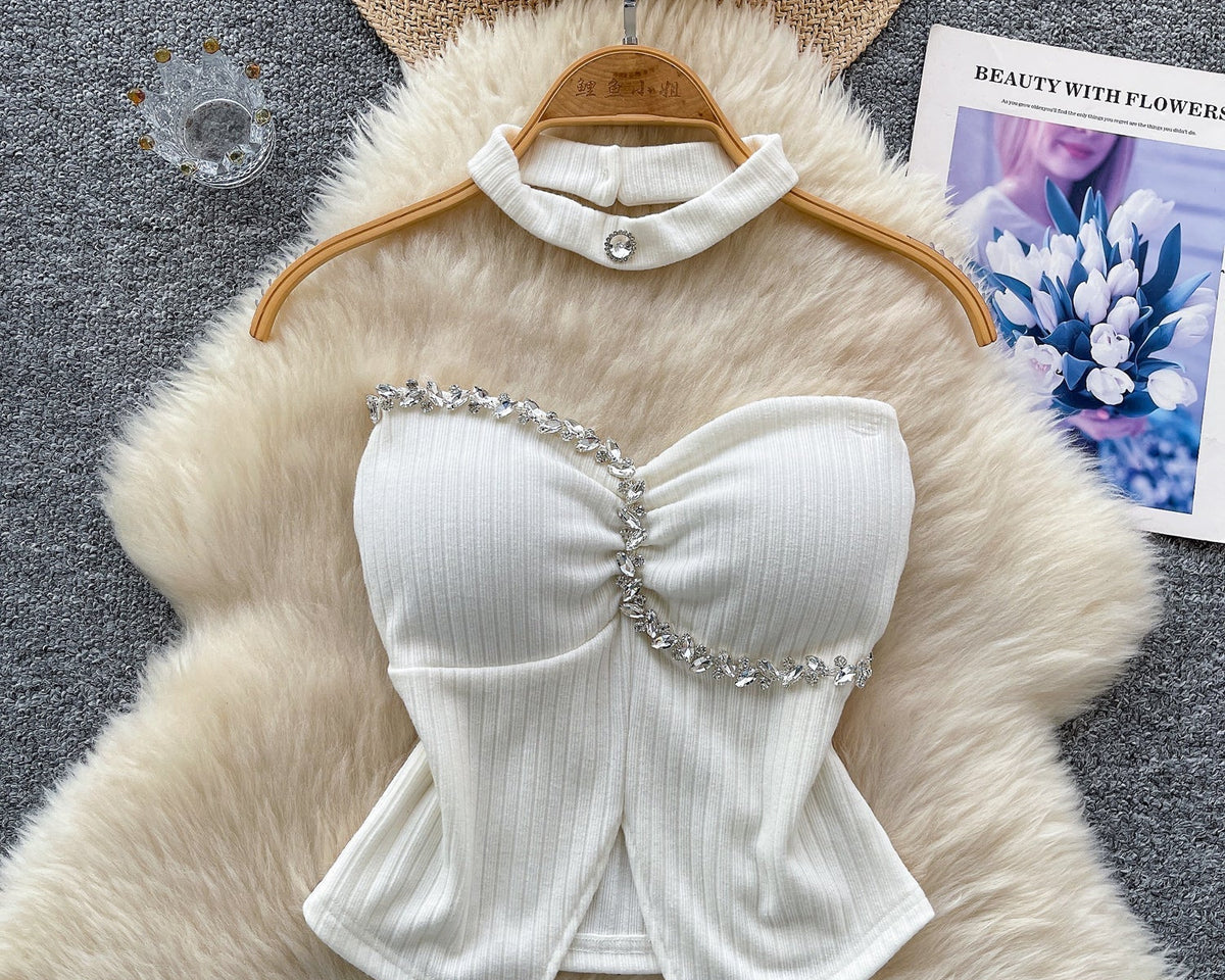 Boncuklu Yastıklı Üst ve Choker