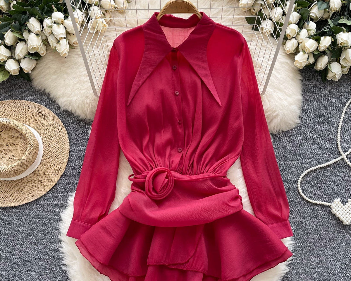 Düzensiz Tasarım Volanlı Şifon Bluz