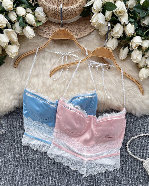 Sweetie Dantel Patchwork Halter Atlet