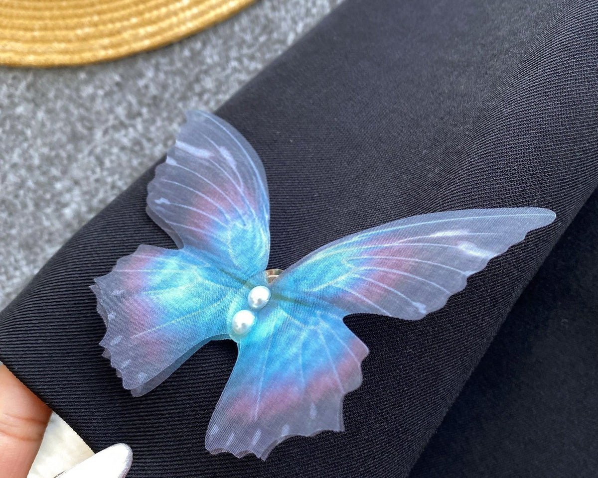 3D Mavi Kelebek Siyah Blazer