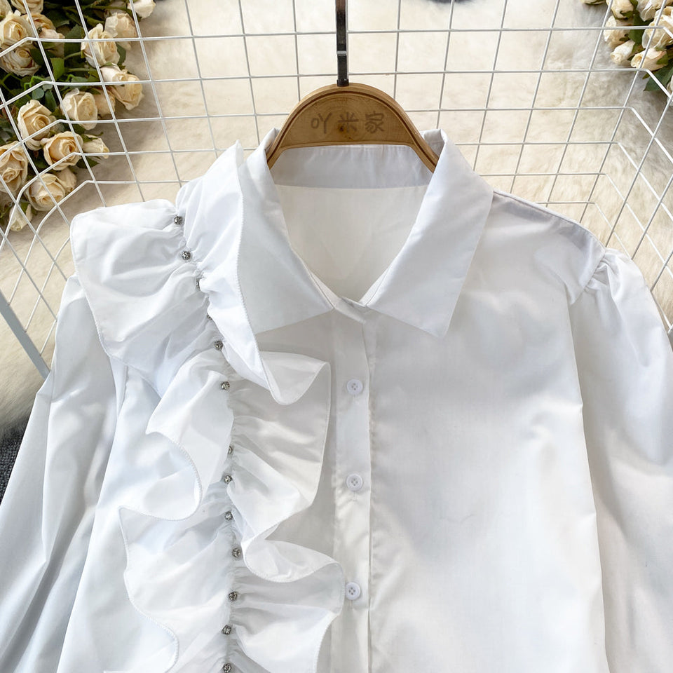 Niş Asimetrik Volanlı Bol Kesim Gömlek