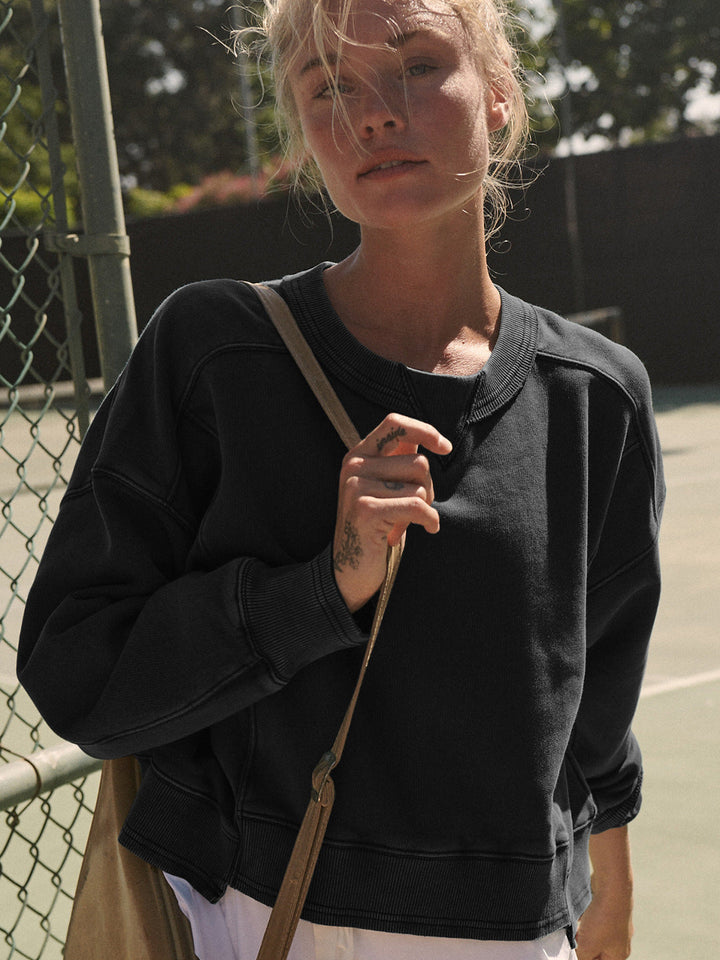 Bol Kesim Yuvarlak Yaka Patchwork Sweatshirt