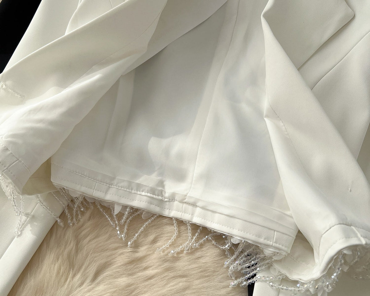 Fransız Tarzı Çiçek Desenli Kısa Blazer