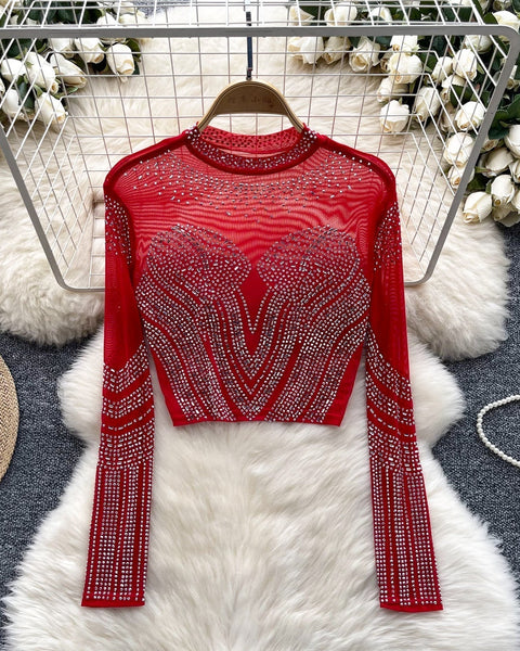 Boncuklu Yuvarlak Yaka Alt Tişört