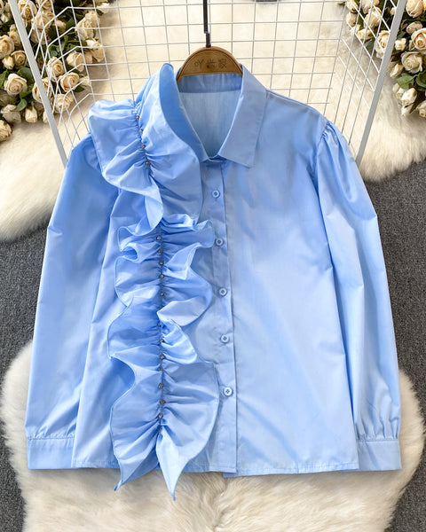 Niş Asimetrik Volanlı Bol Kesim Gömlek