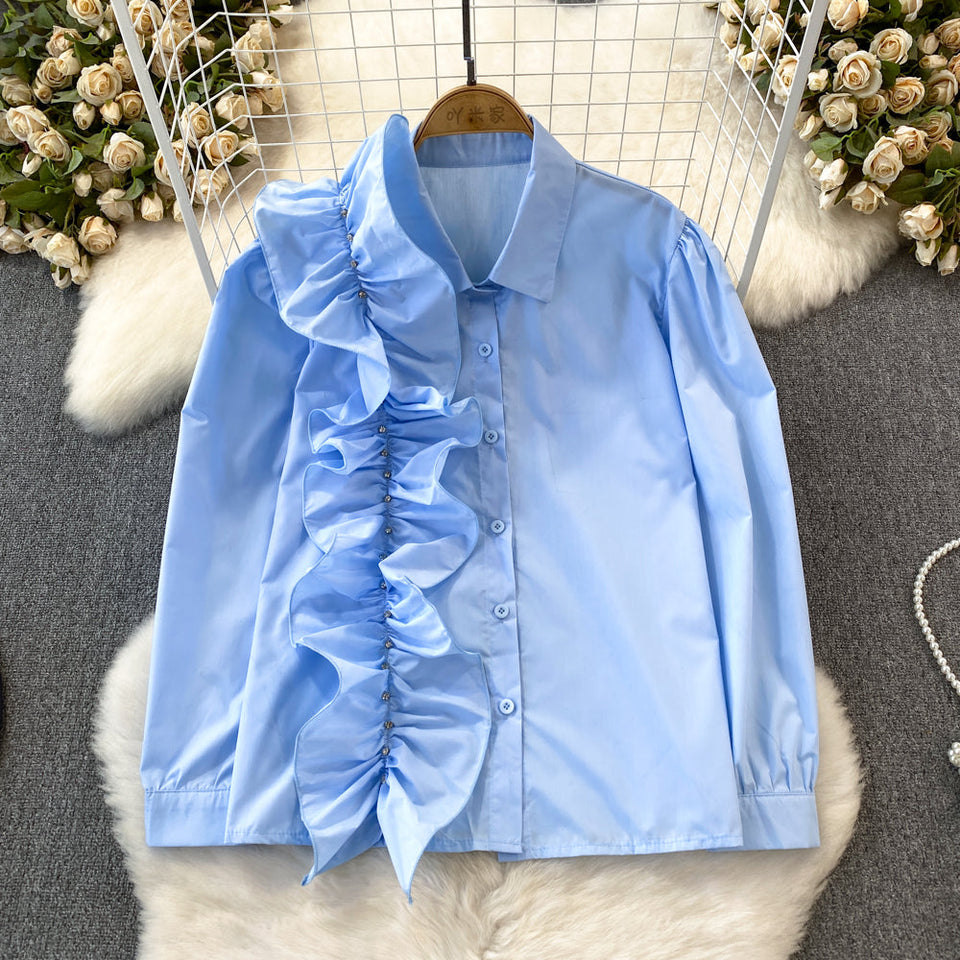 Niş Asimetrik Volanlı Bol Kesim Gömlek