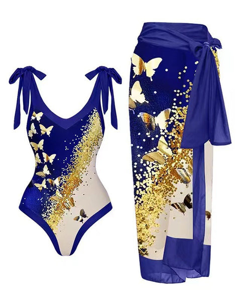 Altın Toz Kelebek Şifon Mayo