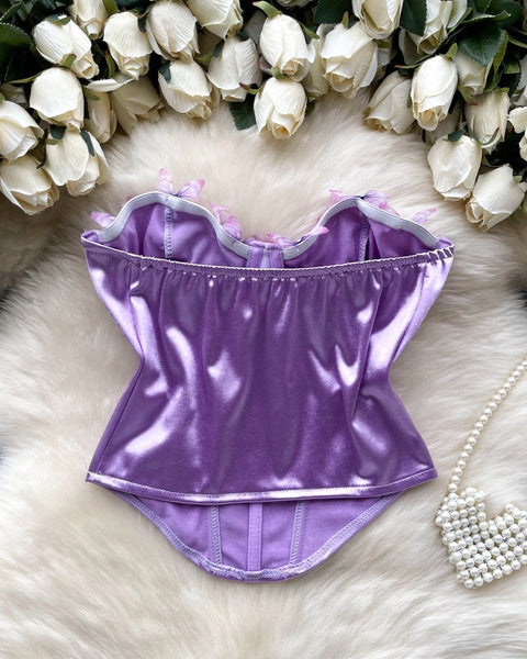 3D Kelebek Parlak Askısız Üst