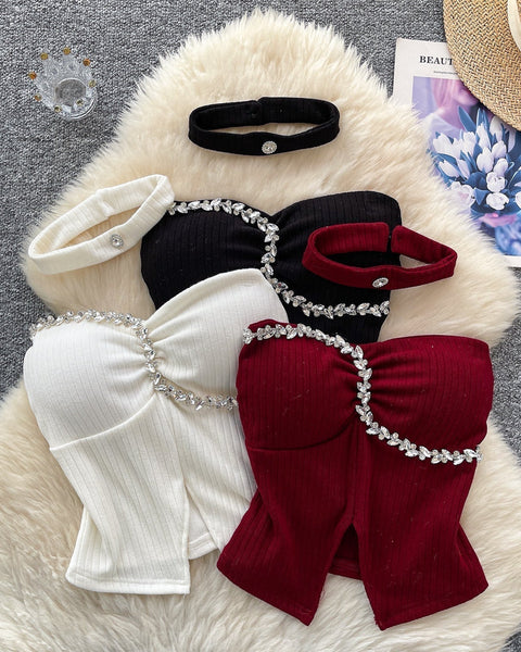 Boncuklu Yastıklı Üst ve Choker